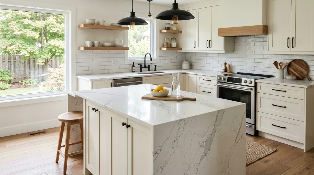 Quartz countertop installation in a Kitchener kitchen - Kitchen and Bath Reno Guys